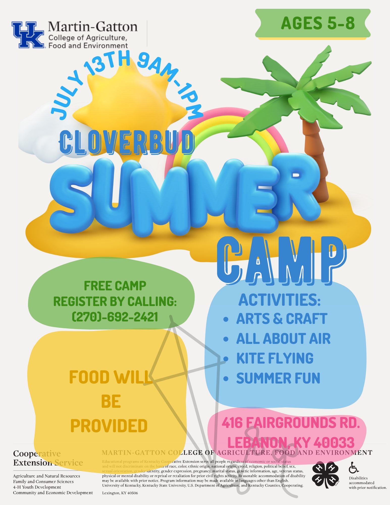 Cloverbud FREE Summer Camp Visit Lebanon Kentucky The Heart of