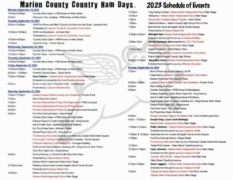 Marion County Country Ham Days in Downtown Lebanon, KY Schedule