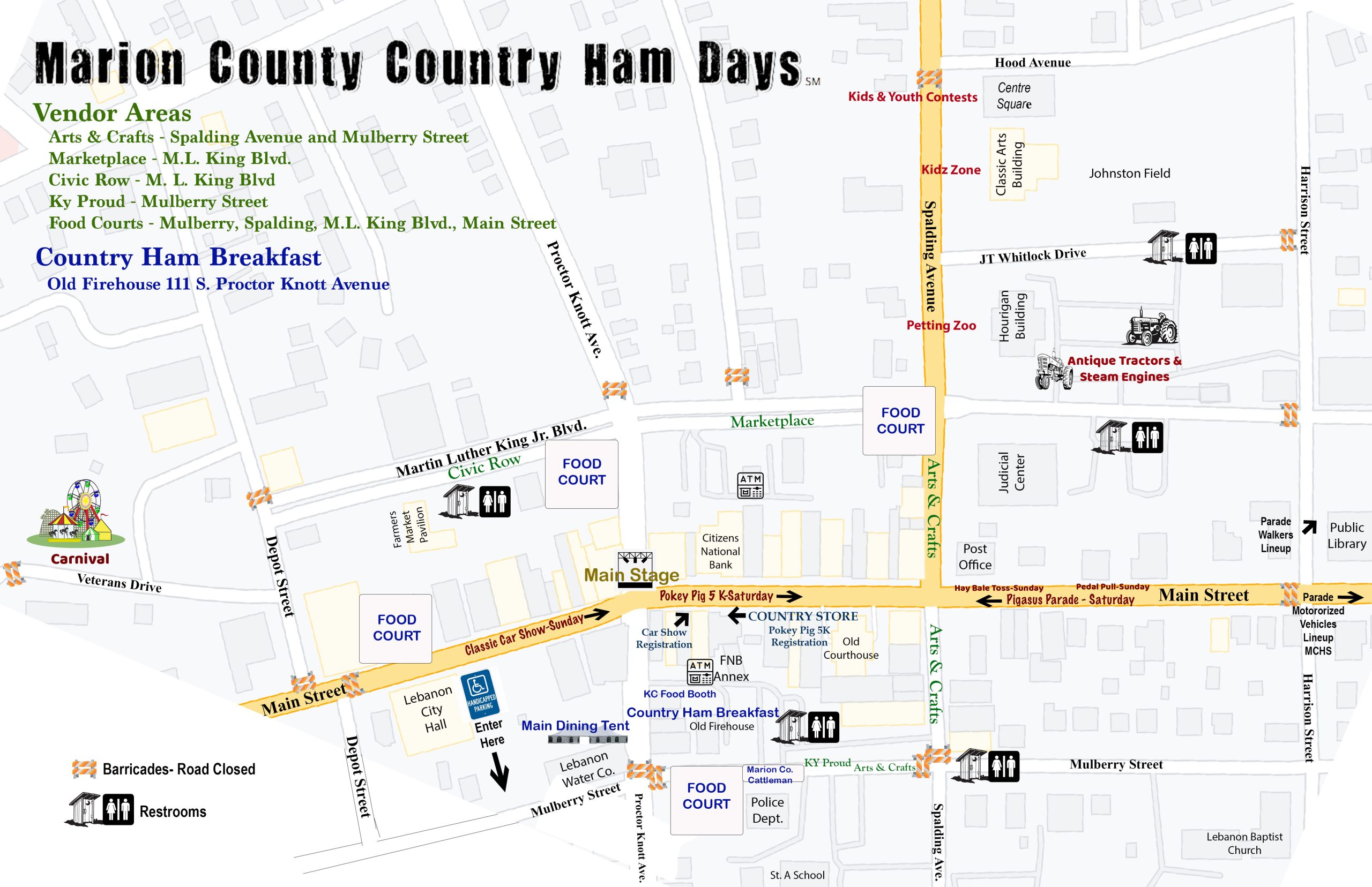 Marion County Country Ham Days Map Visit Lebanon Kentucky The