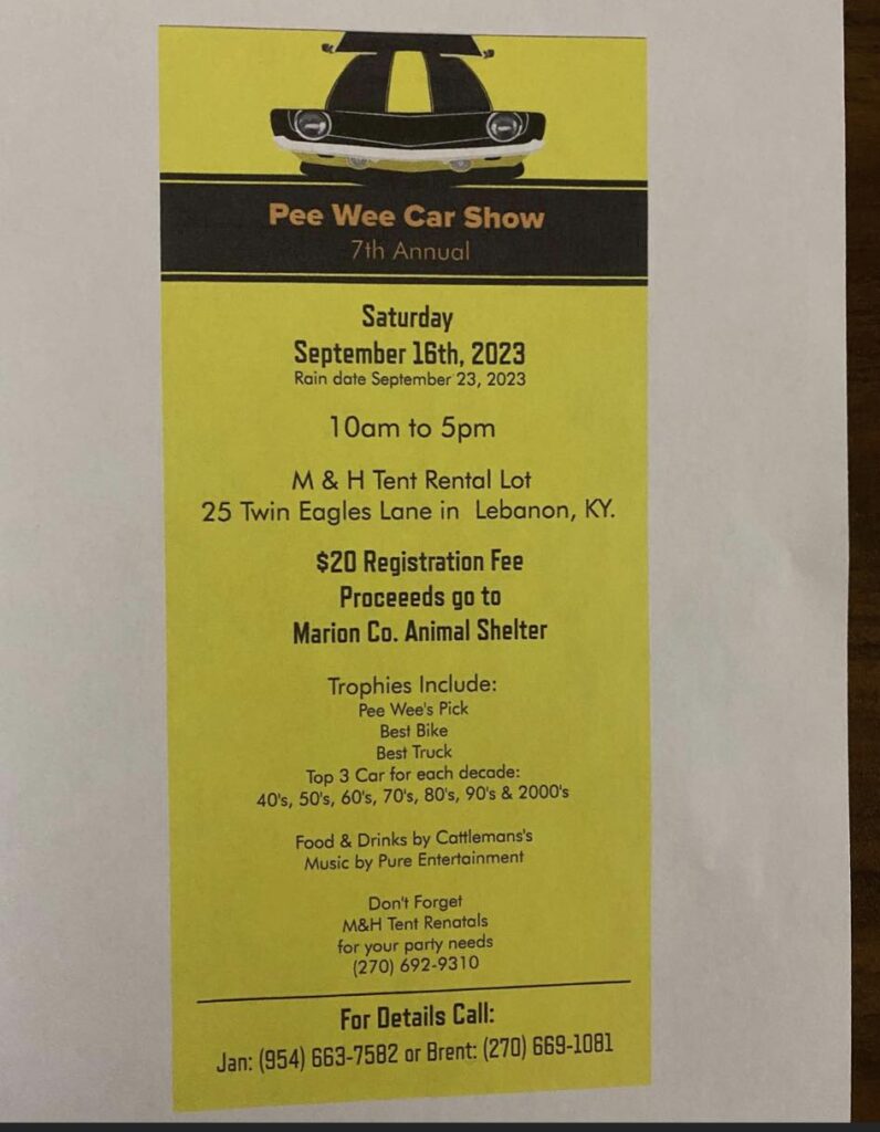 Classic Car show in memory of Pee Wee Paris Visit Lebanon Kentucky