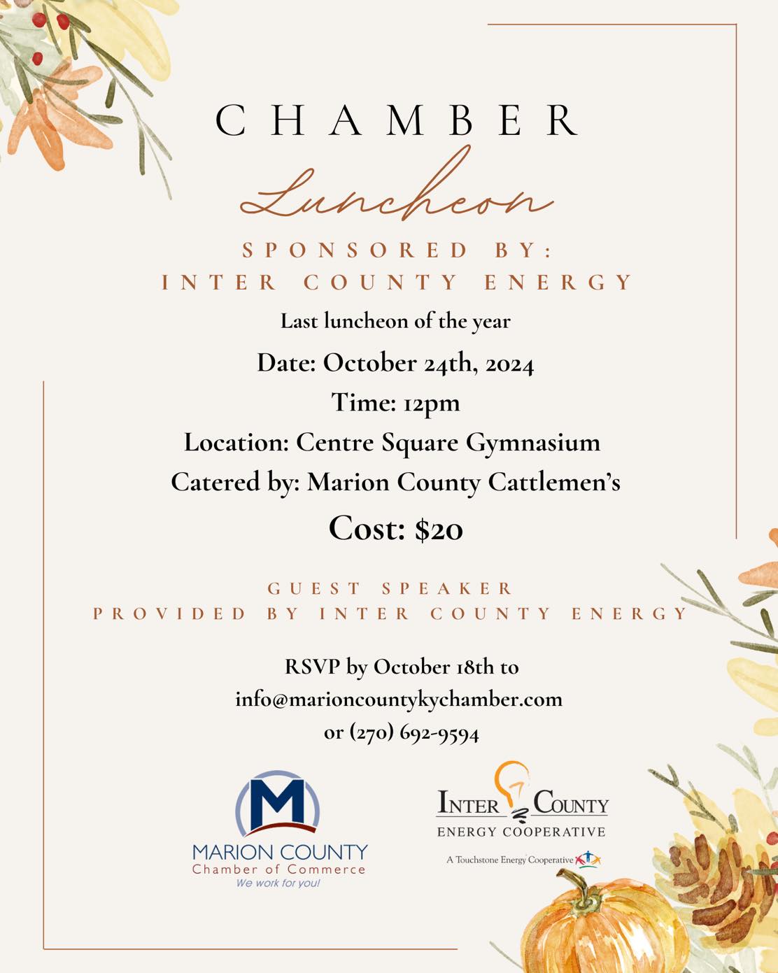 Marion County Chamber of Commerce Monthly Luncheon