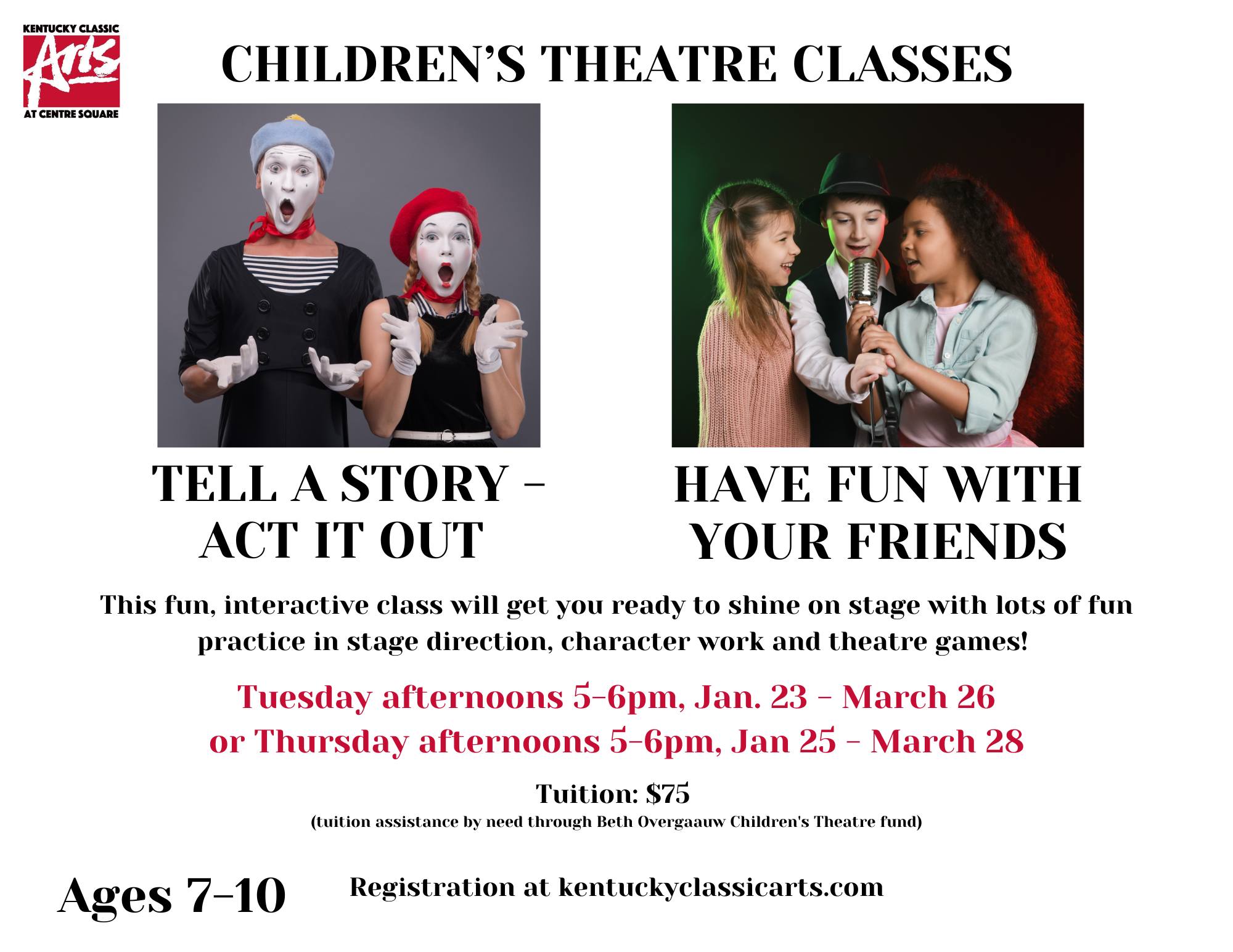 Children s Theatre Classes Register Now Classes Begin on January