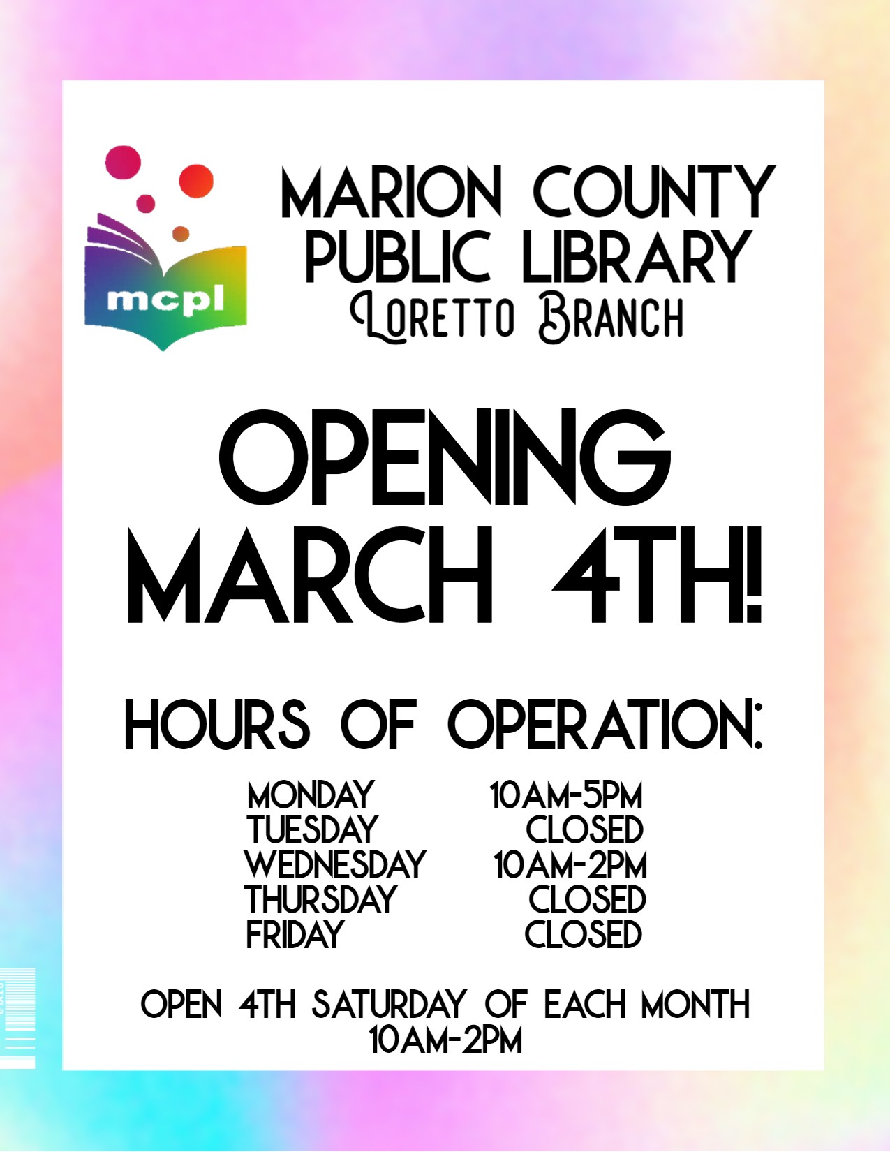 Marion County Public Library Loretto Branch now open