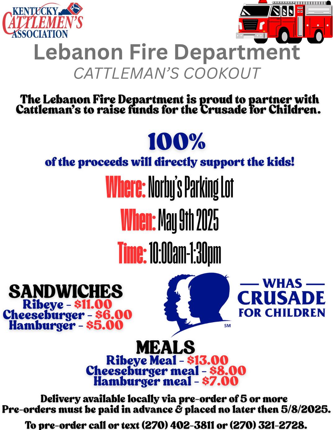 Lebanon Fire Department Cattleman's Cookout for Crusade For Children