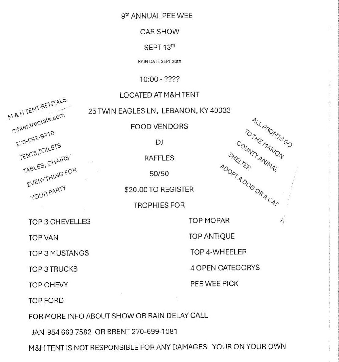 9th Annual Pee Wee Car Show
