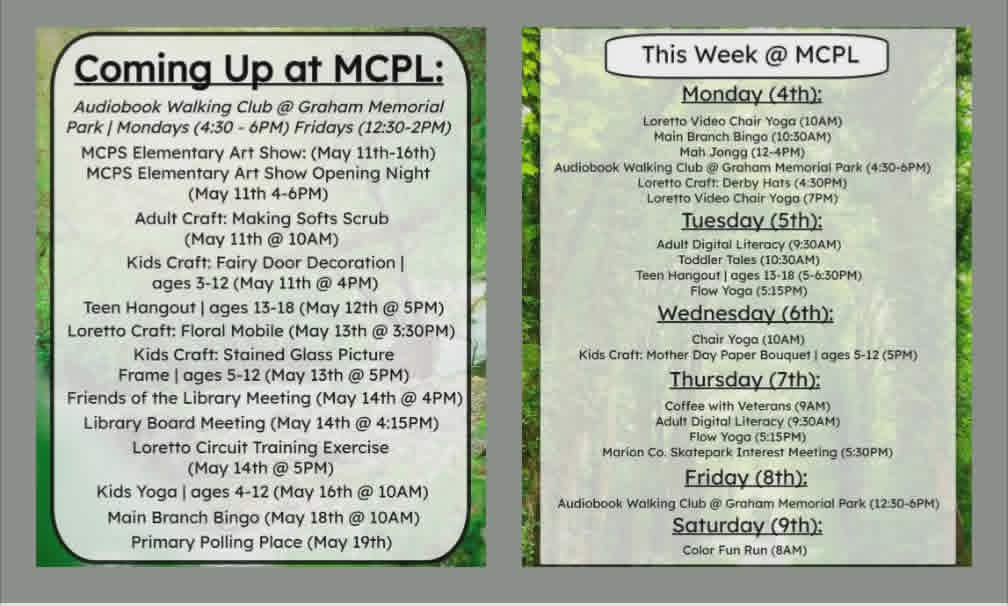 This week at the Marion County Public Library