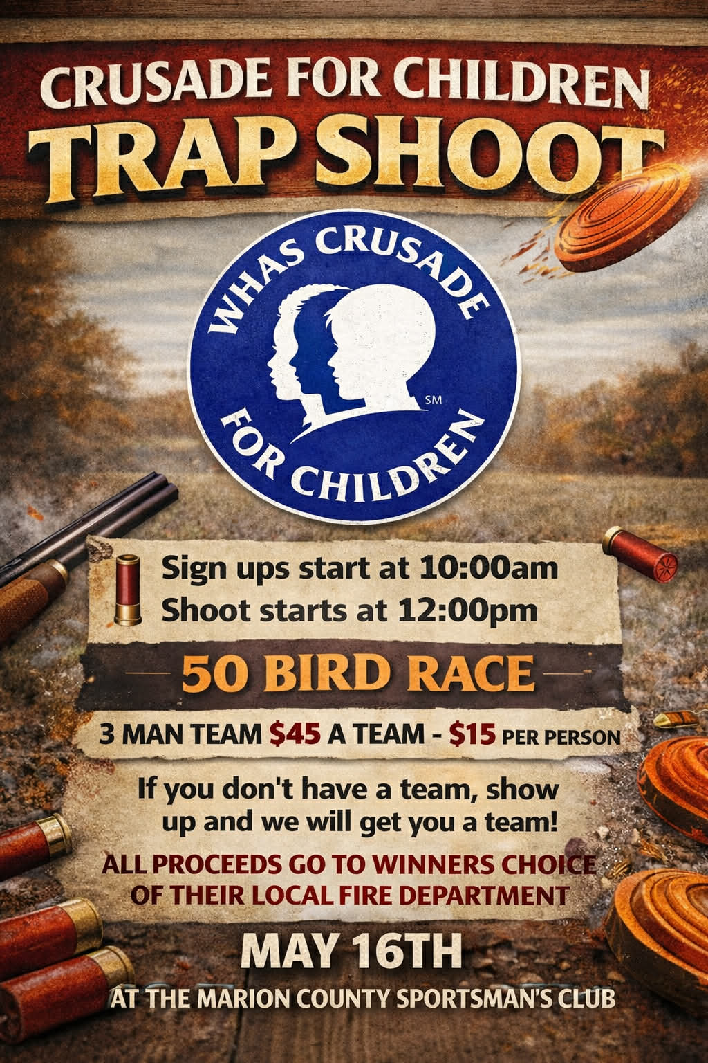 May Events at MC Sportsman Club - Crusade For Children Trap Shoot