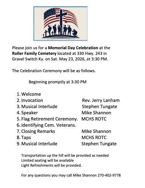 Memorial Day Ceremony at Roller Family Cemetery