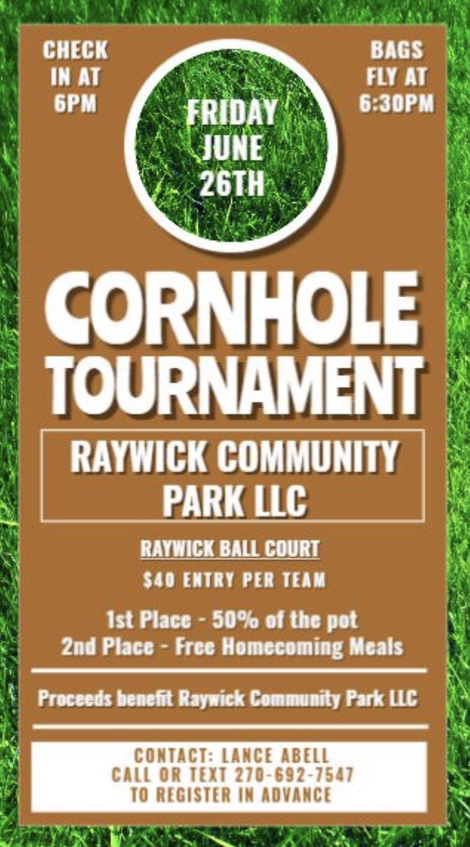 Raywick Homecoming Corn Hole Tournament