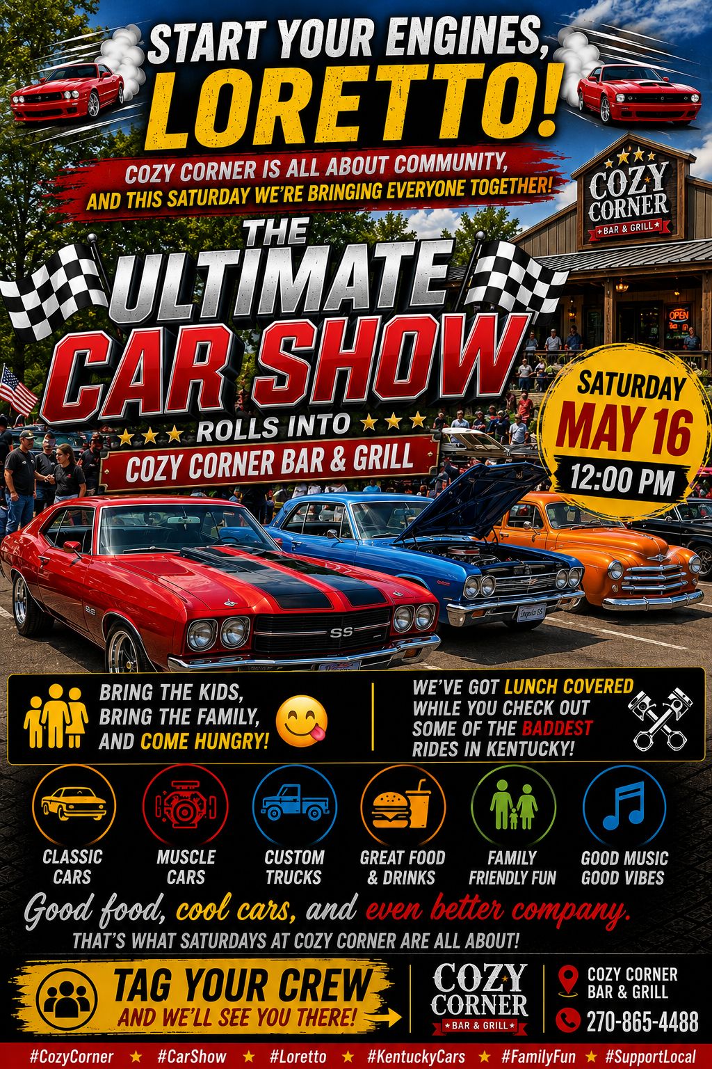 The Ultimate Car Show at Cozy Corner Bar & Grill