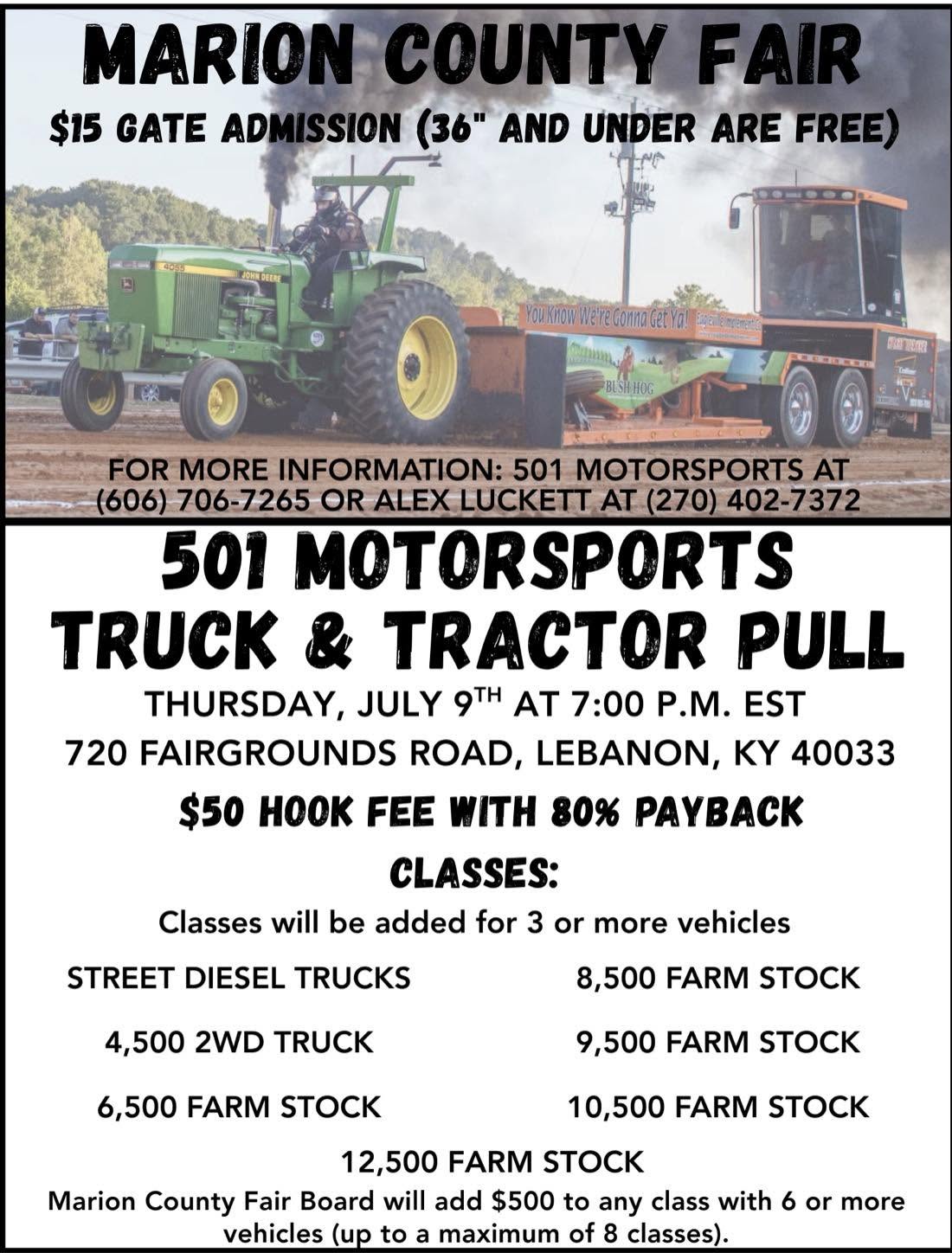 501 Motorsports Truck and Tractor Pull at the MC Fair