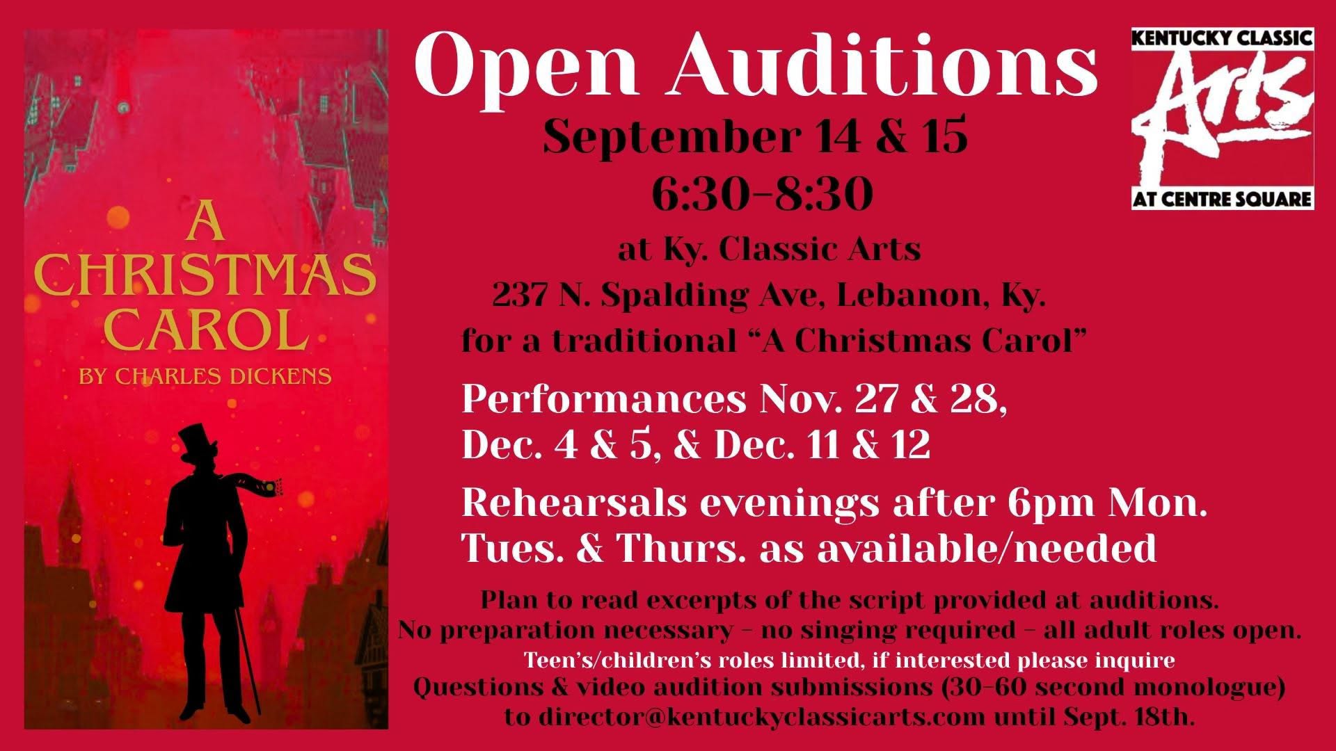 Open Auditions For A Christmas Carol